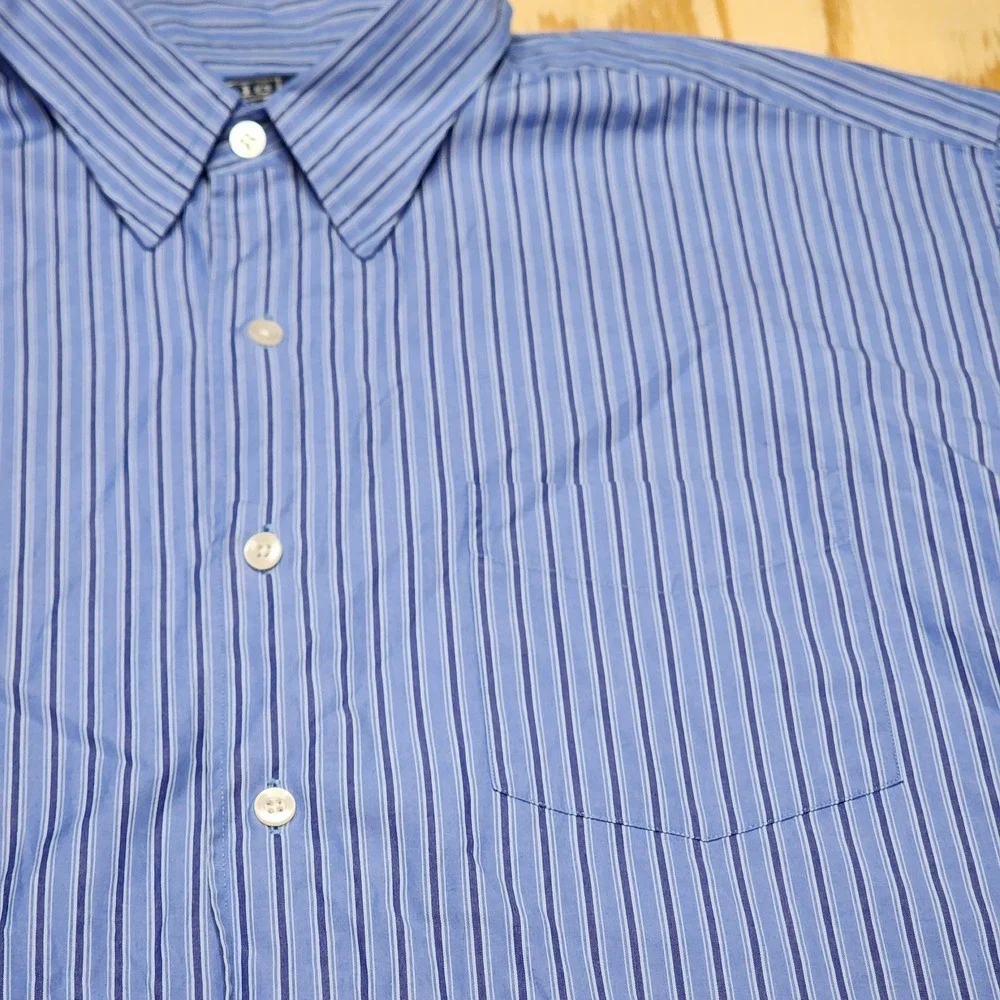 Polo Ralph Lauren Shirt Men's Large Blue Striped Merrin Long Sleeve VTG EUC‎